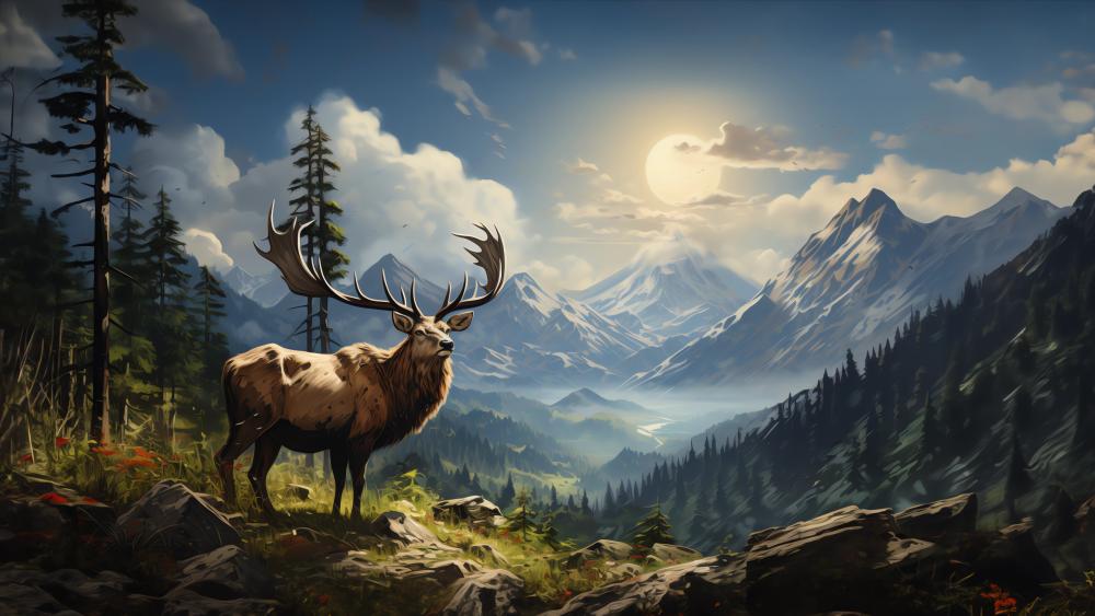 Majestic Elk in Mountain Wilderness wallpaper