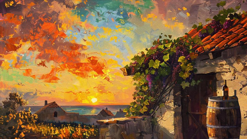 Mediterranean Sunset Serenity wallpaper