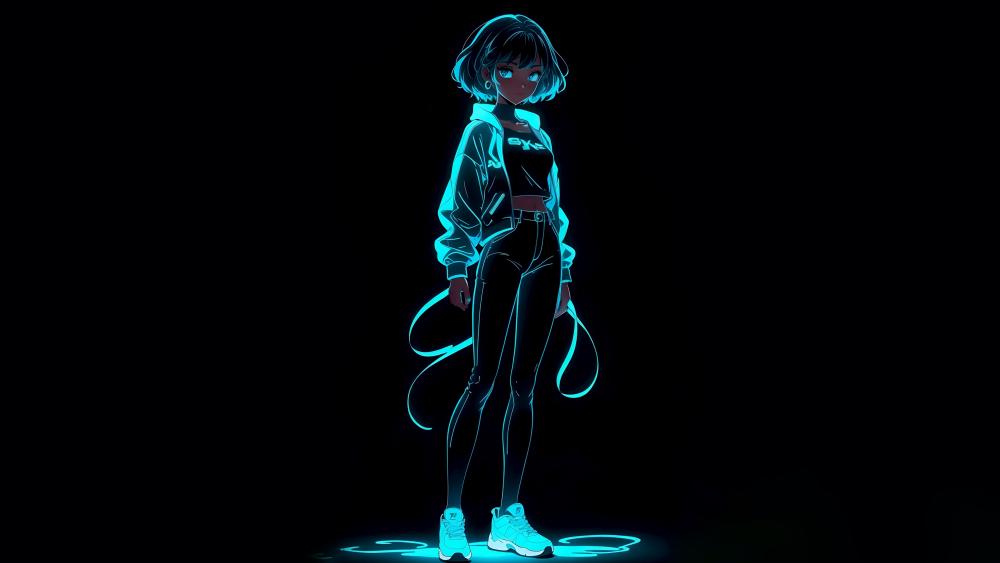 Neon Glow Anime Girl in 4K wallpaper