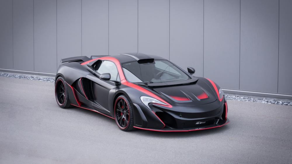 Exquisite McLaren 650S in Matte Black and Red Trim wallpaper