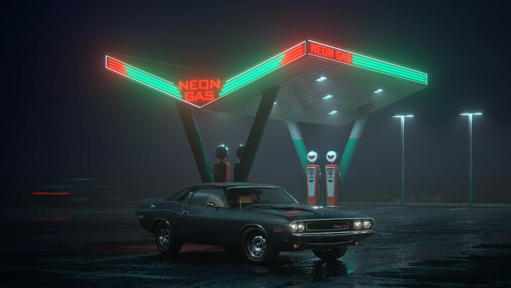 Neon Nights with Vintage Dodge wallpaper