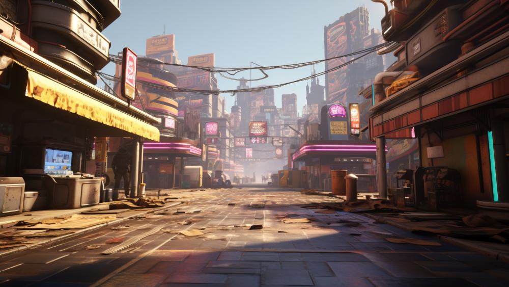 Futuristic Cyberpunk Street in 5K Clarity wallpaper