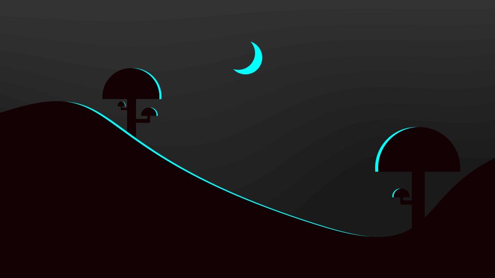 Minimal Nightscape with Crescent Moon wallpaper