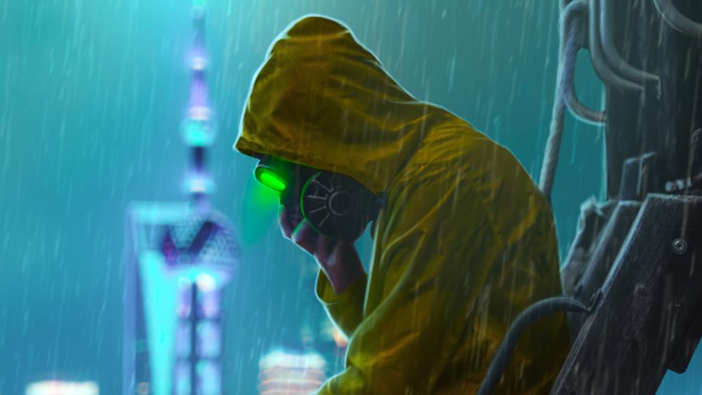 Neon Rain Masked Vigilante wallpaper