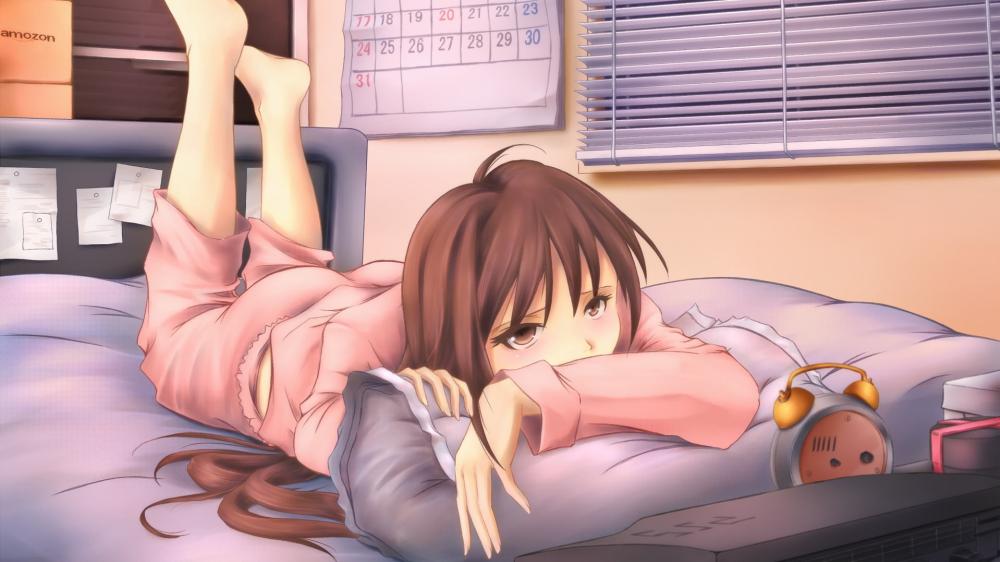 Lazy Morning Anime Girl Resting wallpaper