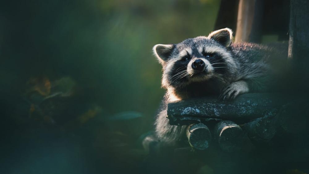 Gentle Raccoon's Tranquil Moment wallpaper