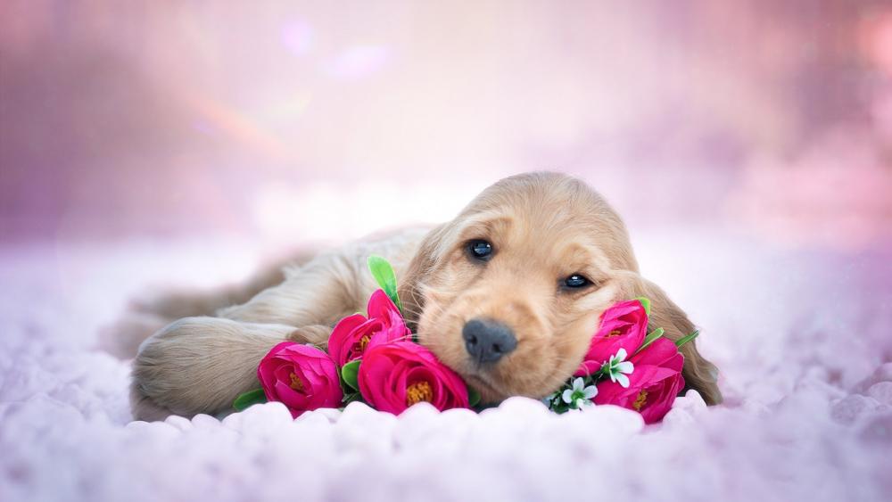 Adorable English Cocker Spaniel Puppy wallpaper