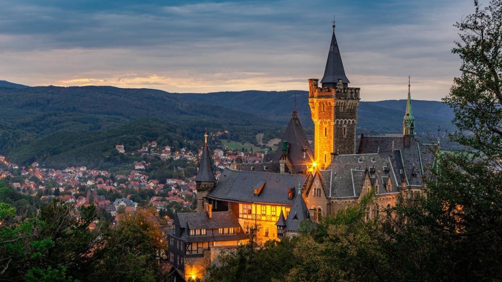 Wernigerode Castle at Dusk wallpaper