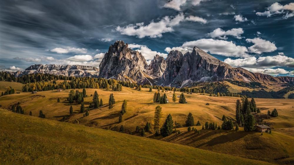 Autumn in Seiser Alm's Majestic Alps wallpaper