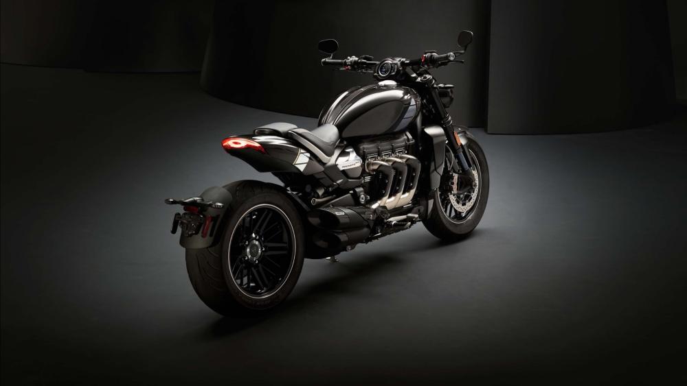 Imposing Triumph Rocket 3 R in Studio wallpaper