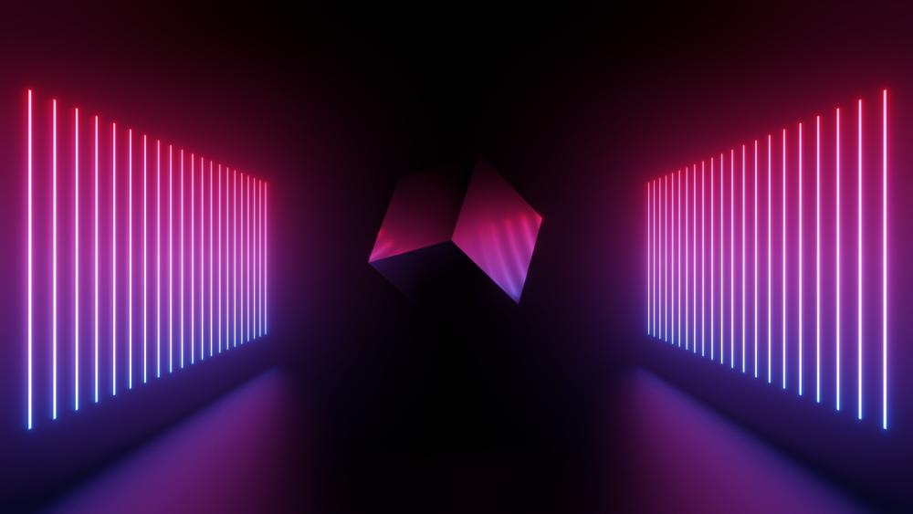 Neon Cube Symmetry wallpaper