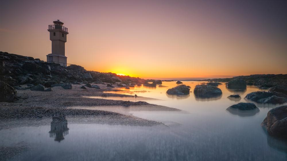 Sunset at Akranes Lighthouse wallpaper