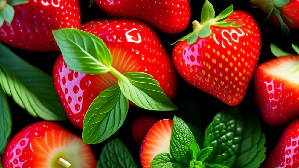 Shiny Strawberries Delight in 4K wallpaper