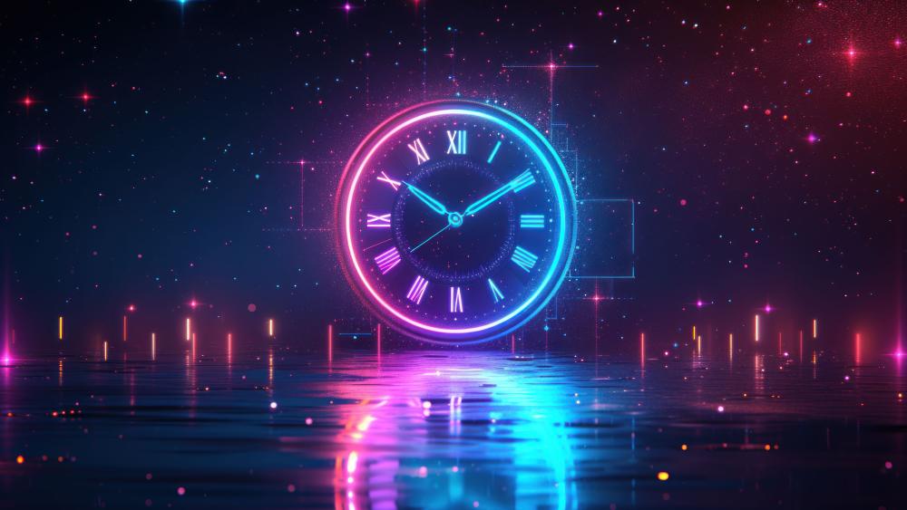 Neon Clock in Futuristic Glow wallpaper