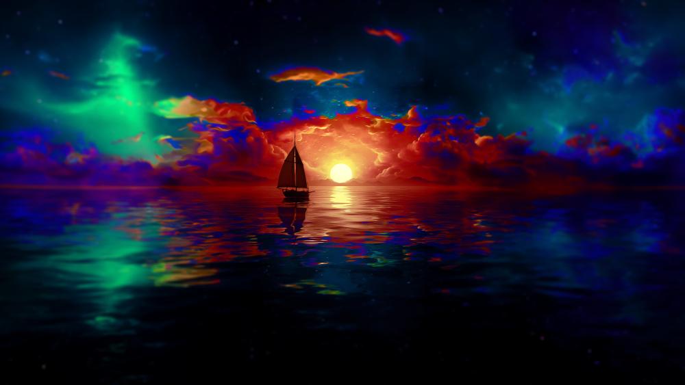 Magical Sunset Sail wallpaper