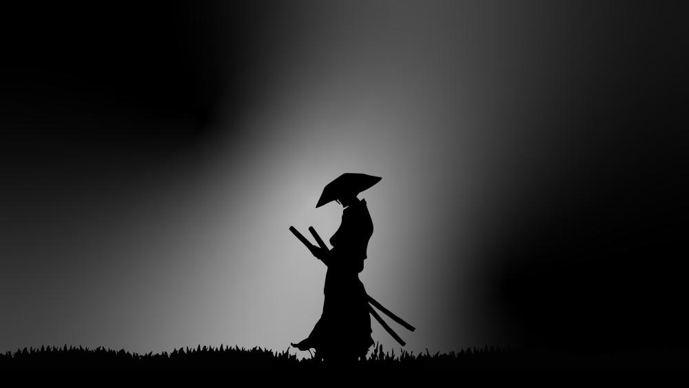 Silhouette of a Solitary Samurai wallpaper