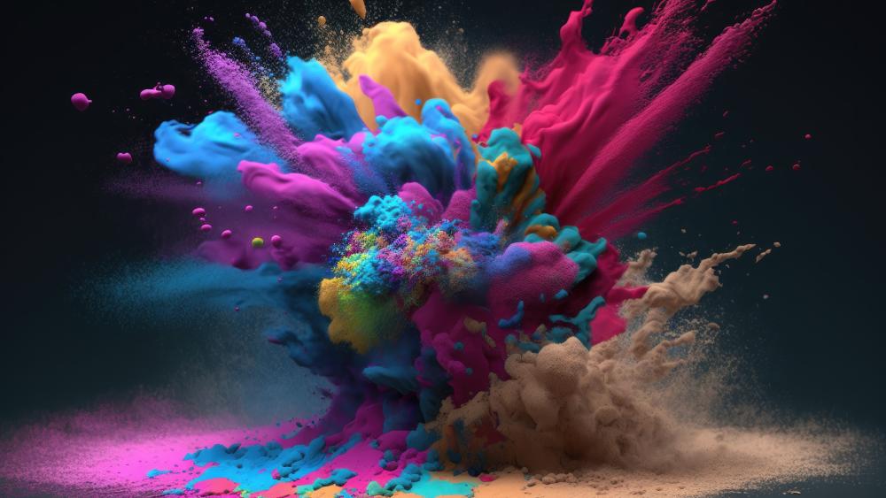 Vibrant Color Explosion in 3D wallpaper