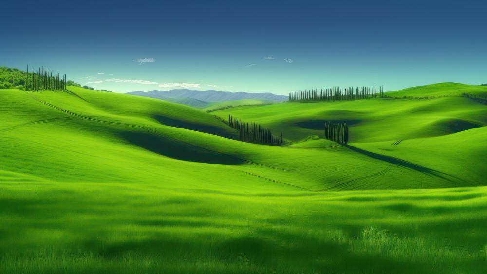 Serene Rolling Green Hills By AI Artistry wallpaper