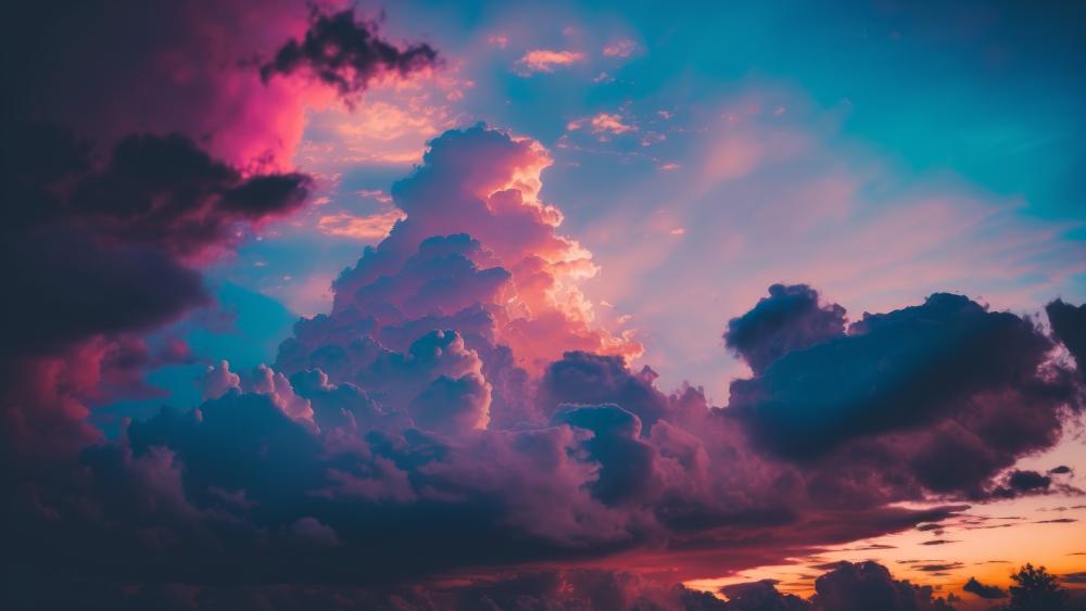 Vibrant Clouds in Twilight Sky wallpaper