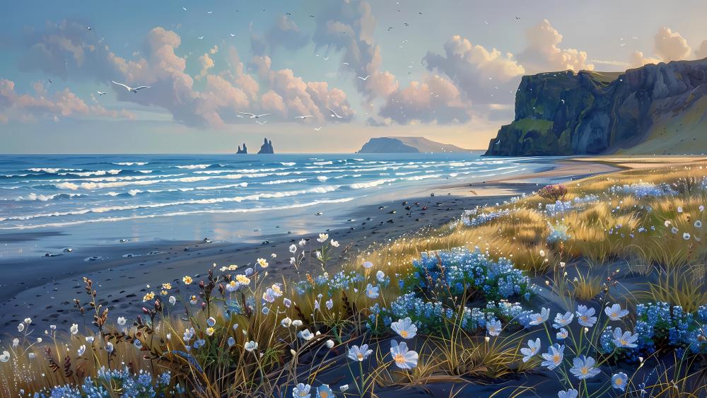 Beachside Tranquility in Anime Art wallpaper