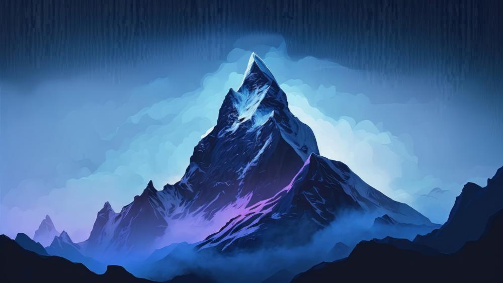 Mystical Blue Mountain Peak wallpaper