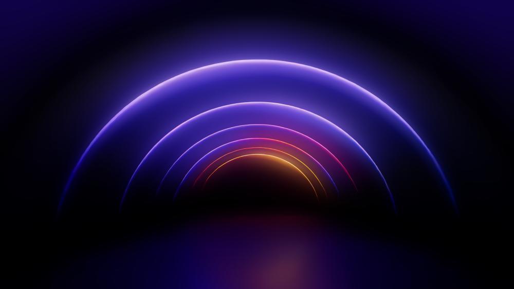 Neon Arches in Futuristic Tunnel wallpaper