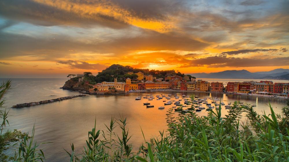 Sunset Tranquility Baia del Silenzio Italy wallpaper