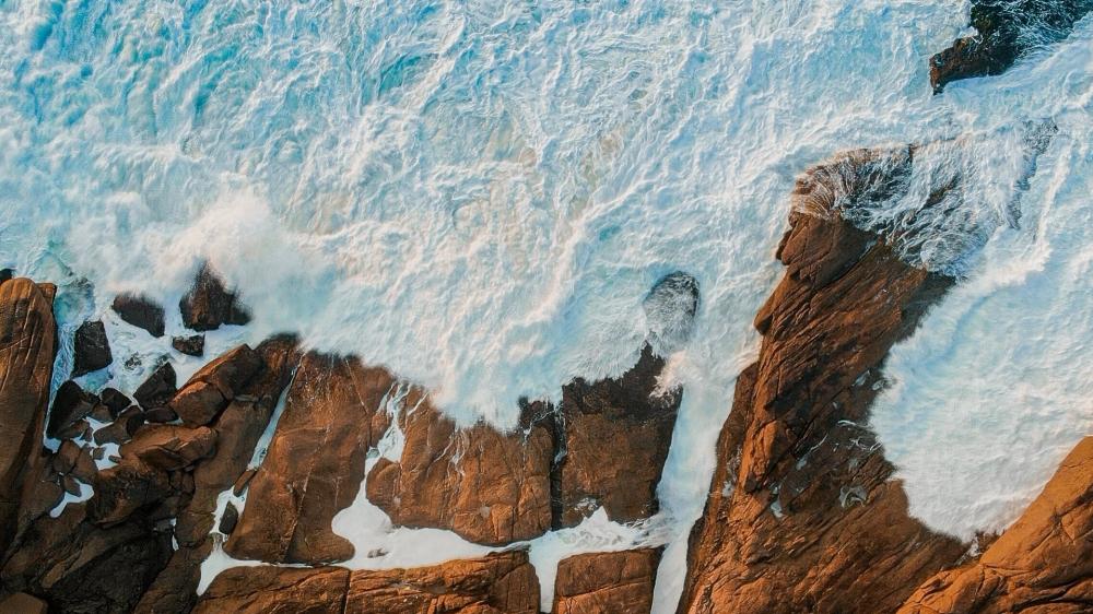 Overhead View of Rugged Shoreline wallpaper