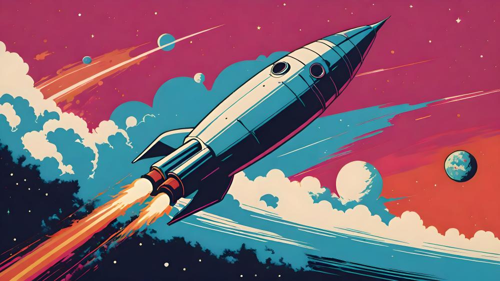 Rocket Soaring through the Cosmos wallpaper