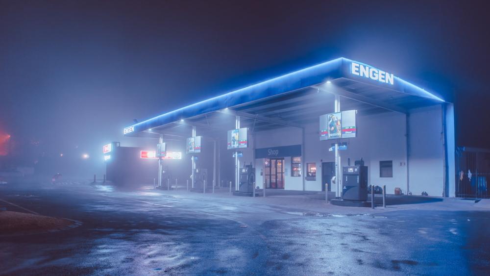 Neon Nights at a Filling Station wallpaper
