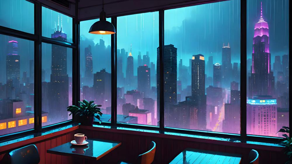 City Dreams Through the Window View wallpaper
