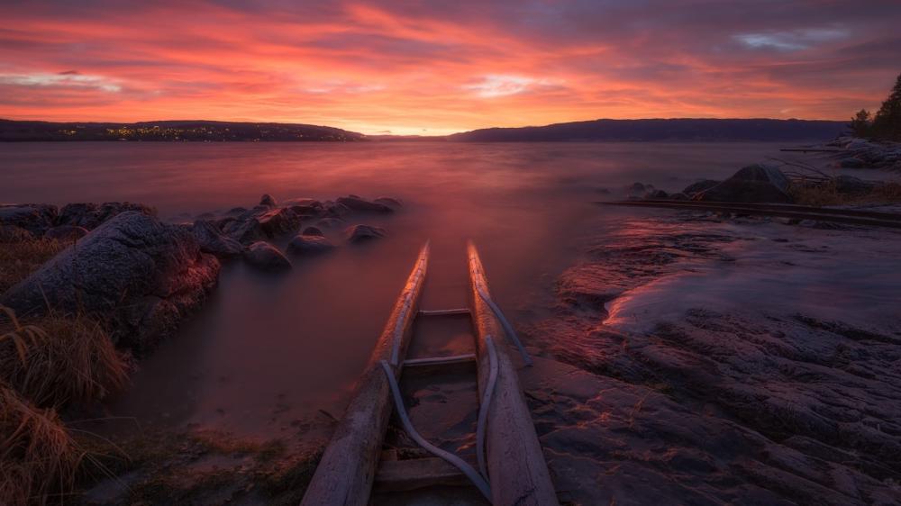 Tranquil Sunset over Tyrifjorden, Norway wallpaper