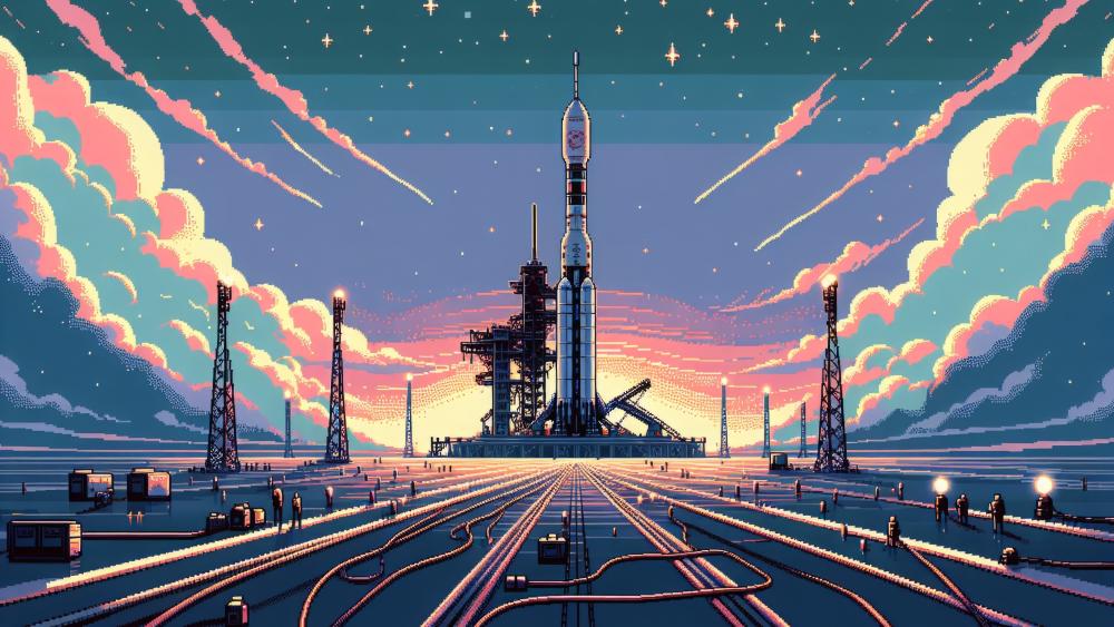 Pixel Art Rocket Launch Dream wallpaper