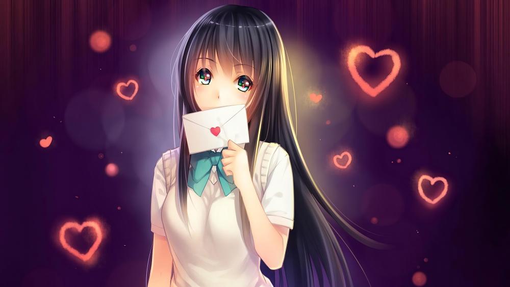 Love Letter in Hand and Hearts in the Air wallpaper