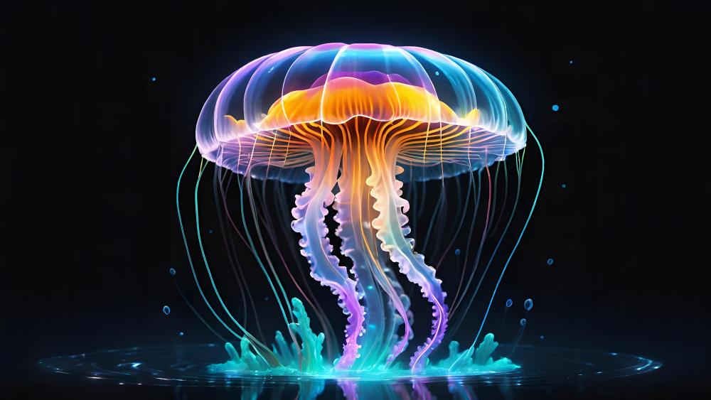 Illuminated Neon Jellyfish Adventure wallpaper