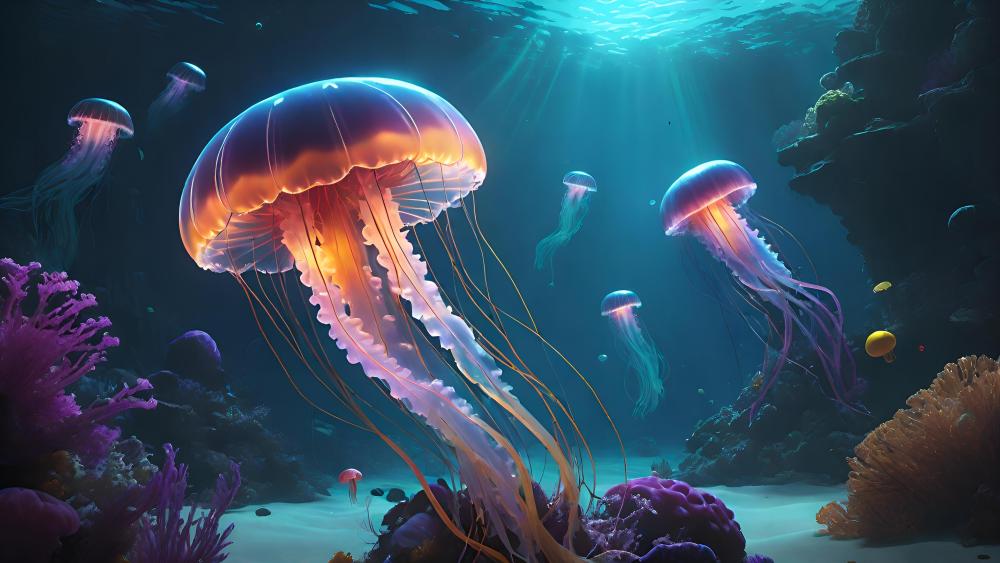 Mesmerizing Jellyfish in 4K AI Art wallpaper