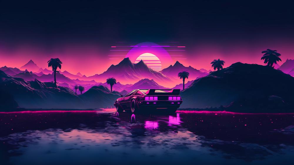 Neon Desert Dreamscape wallpaper