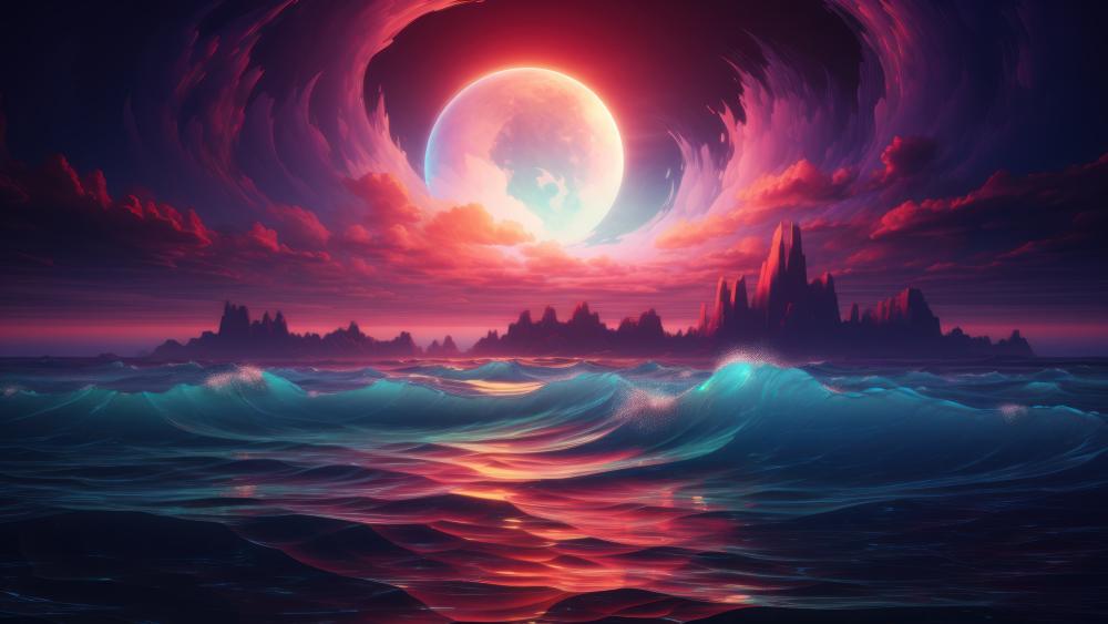 Mystical Moonlit Tide wallpaper
