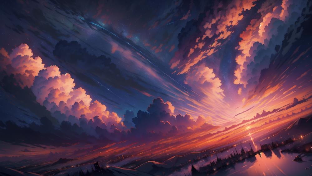 Sunset Spectacle Anime Art wallpaper