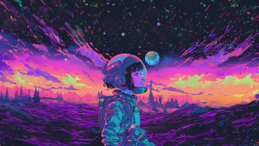 Kawaii Space Explorer wallpaper