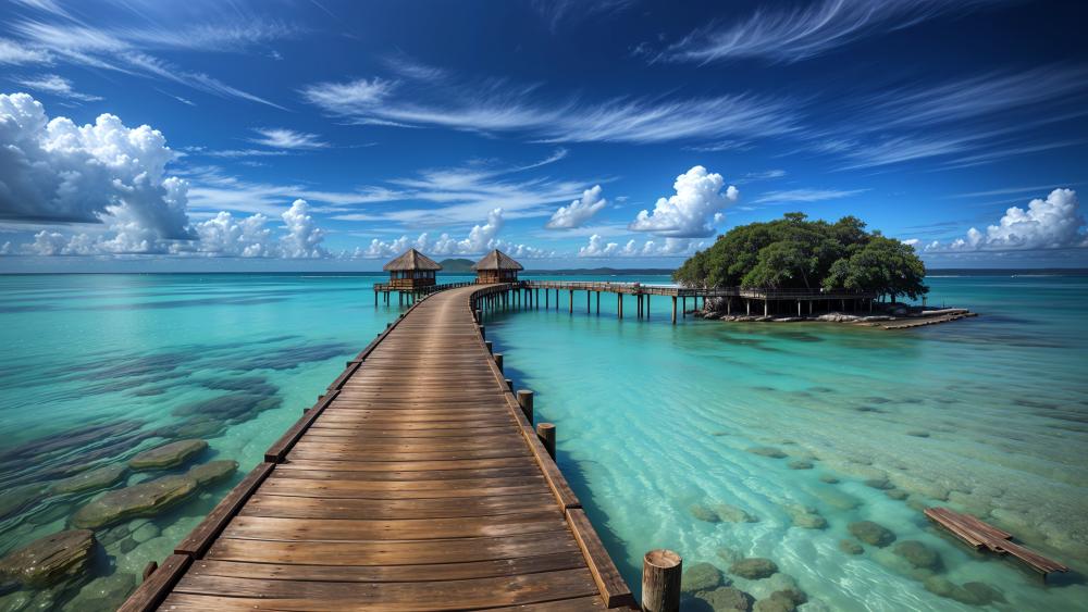 Tranquil Overwater Bungalows by the Sea wallpaper