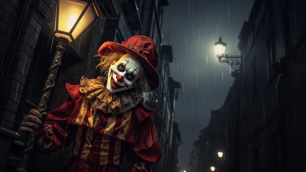 Creepy Clown in a Dark Alley wallpaper