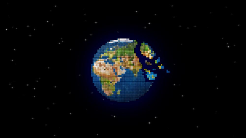 Pixel Art Earth in Space wallpaper