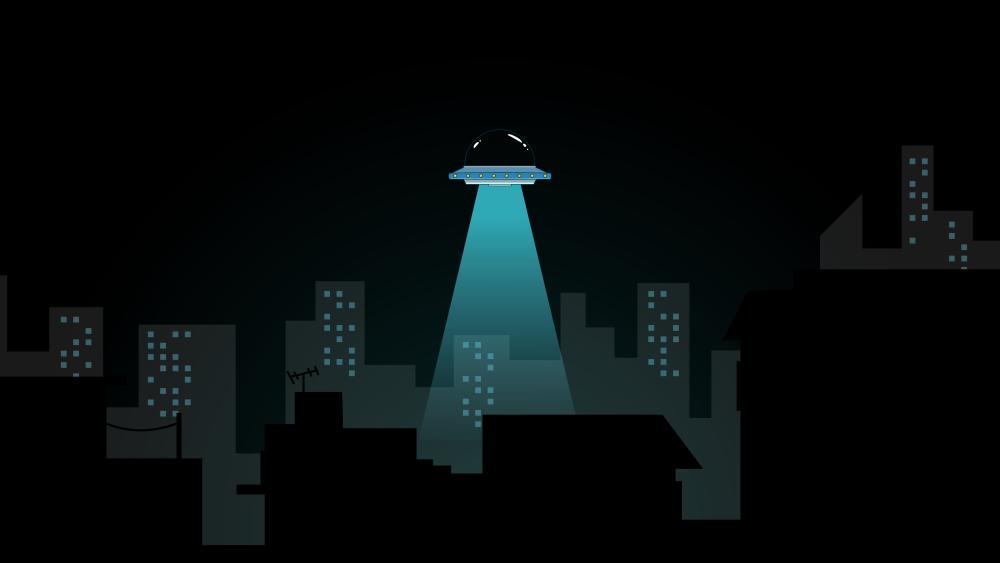 UFO Over a Minimalist Cityscape wallpaper