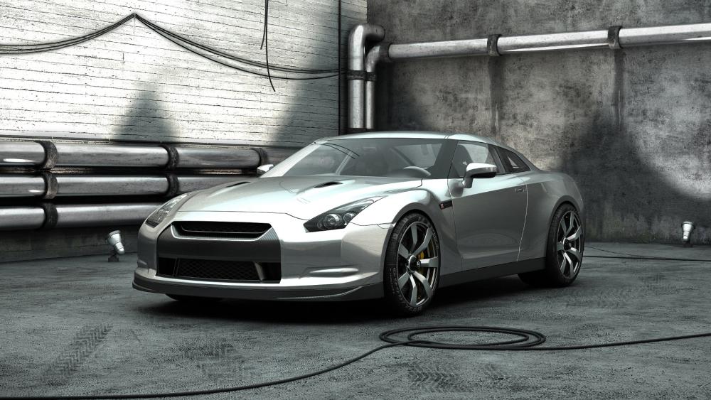 Nissan GT-R in Industrial Setting wallpaper