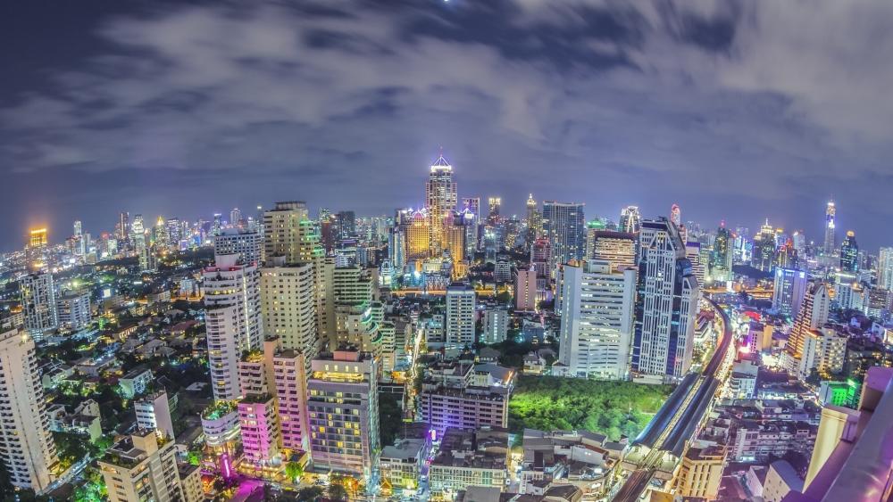 Bangkok's Vibrant Night Skyline wallpaper