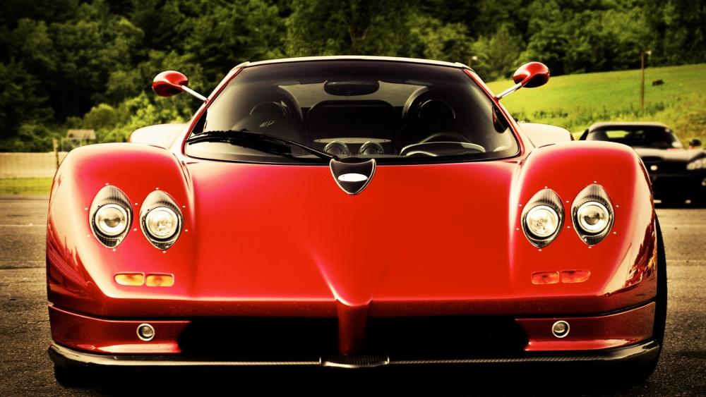 Stunning Red Pagani Zonda Up Close wallpaper