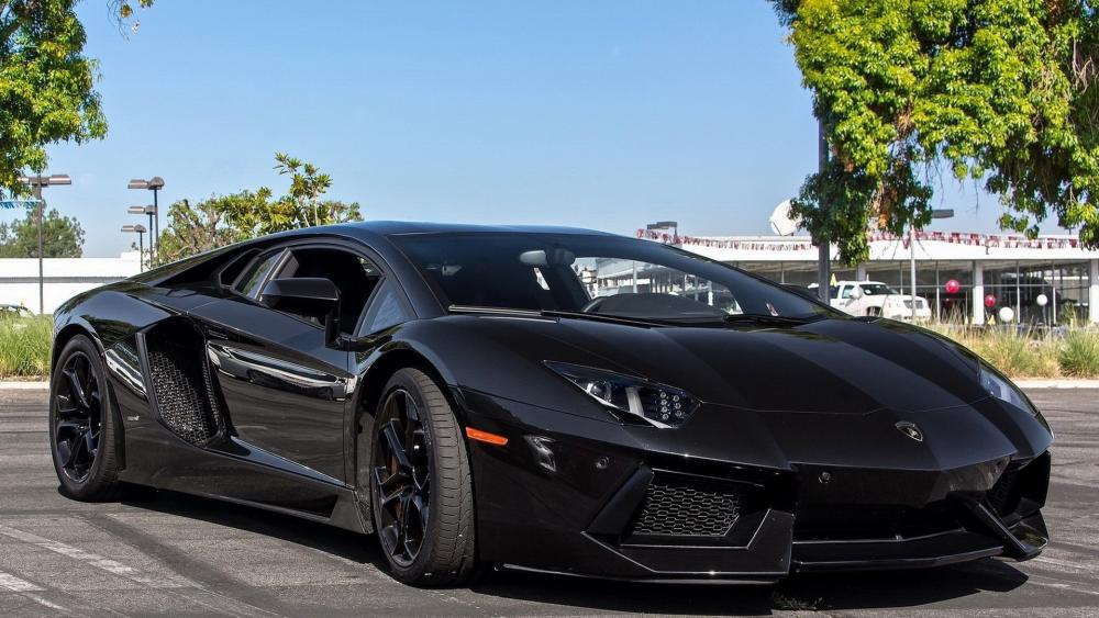 Lamborghini Aventador in Sleek Black Finish wallpaper