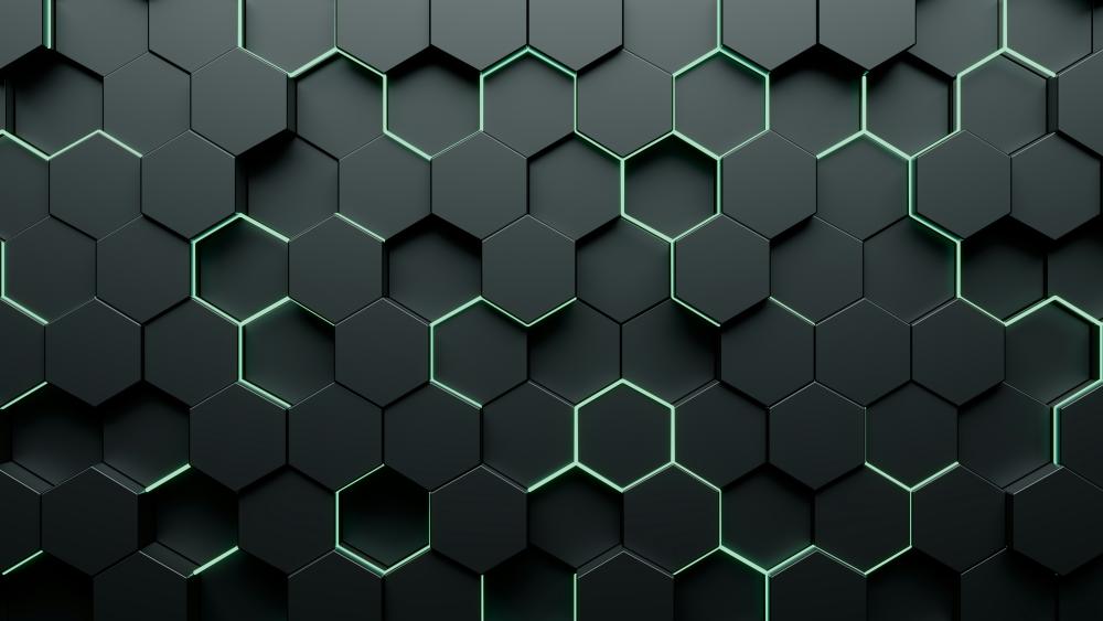 Hexagonal Harmony: Neon Glow Patterns wallpaper