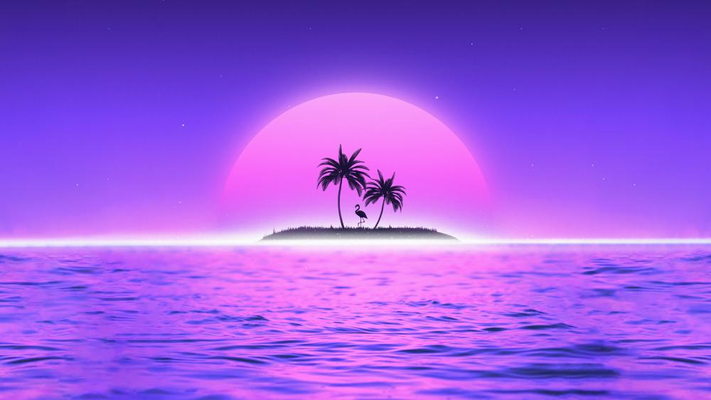 Purple Seascape Fantasy Island wallpaper